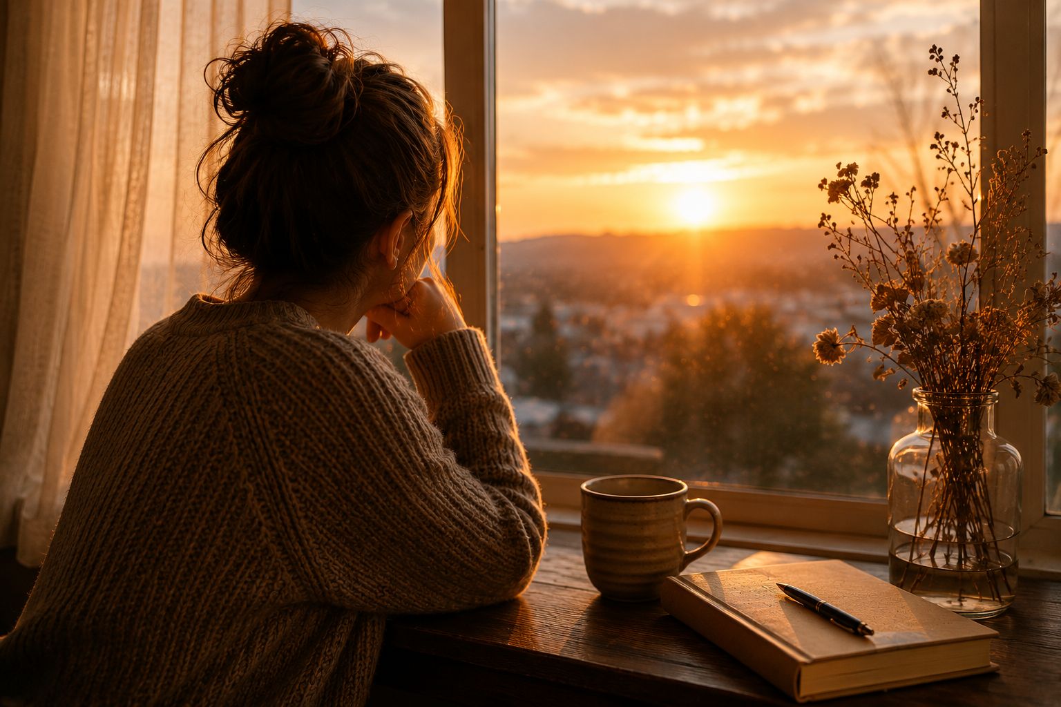 Mujer contemplando la luz mientras reflexiona sobre las distintas formas que puede tomar el amor.