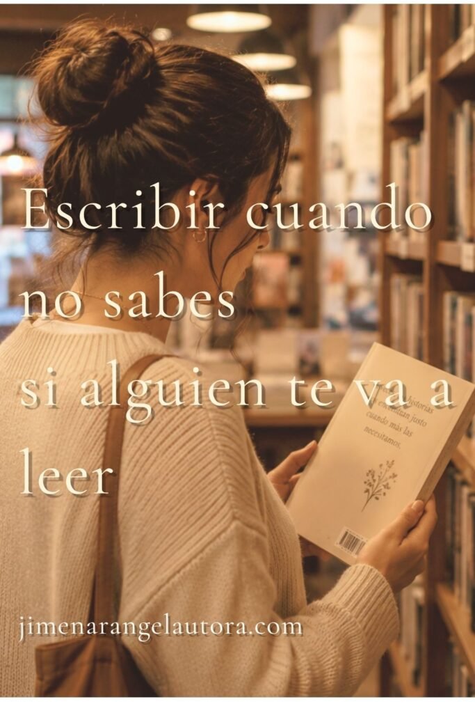 Lectora descubre un libro en una librería junto al título “Escribir cuando no sabes si alguien te va a leer”.